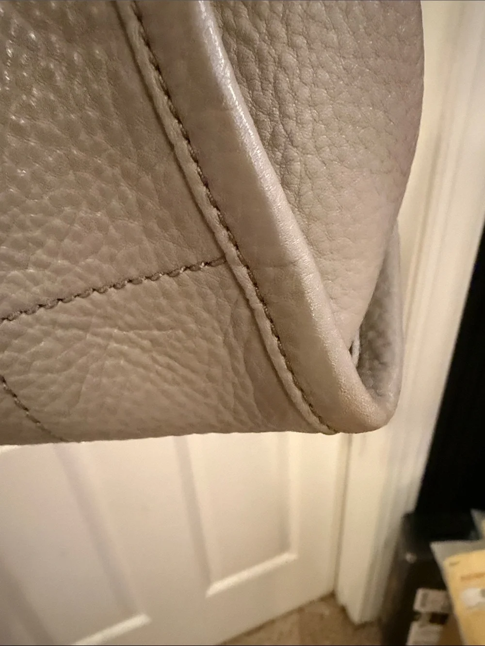 Tory Burch Taupe Pebbled Leather Shoulder Tote with Silver Chain
